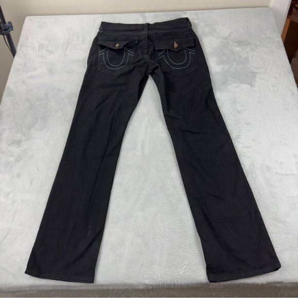 True Religion NWOT Men's Size 32x34 Ricky Flap SN Straight Leg Black Flare Jeans - Picture 6 of 11